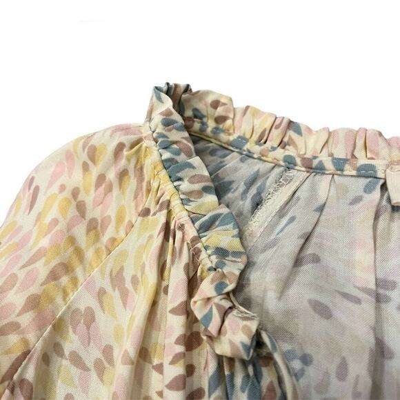 Tasseled Drawstring Bishop SleeveTop Blouse Teardrop Large Lightweight V Neck - Picture 9 of 12